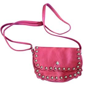 Yoki Genuine‎ Leather Studded Crossbody Bag – Pink Mini Purse